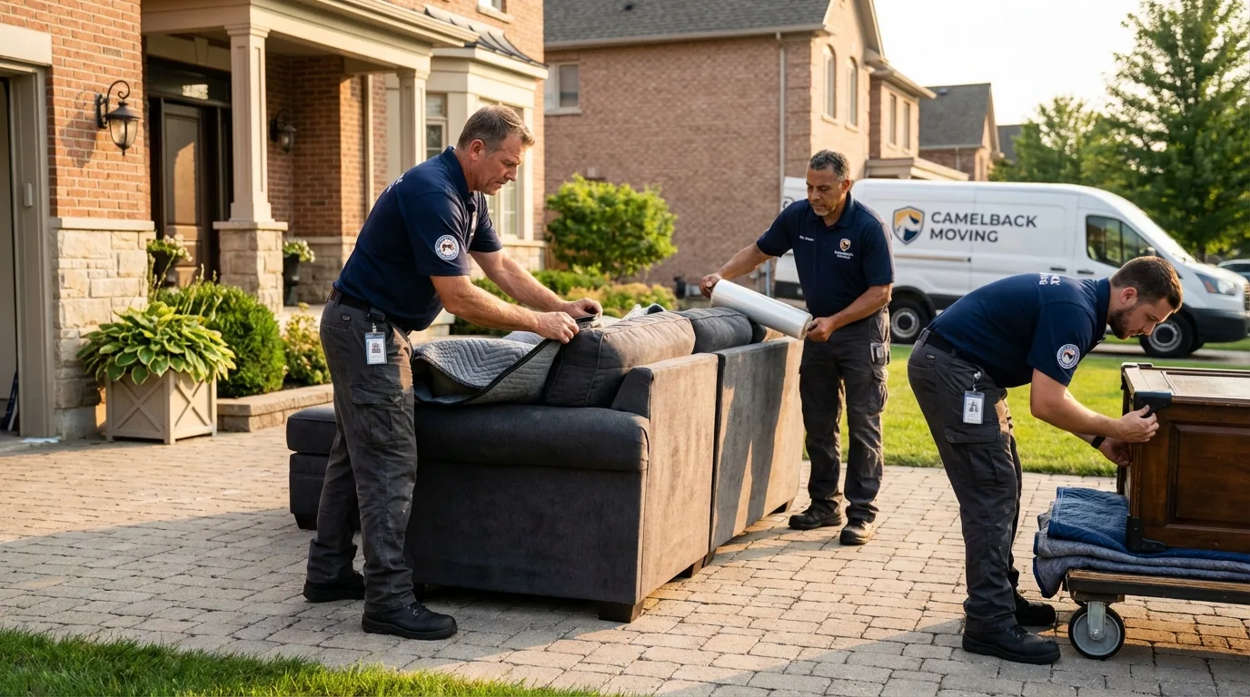 Large estate moving crew wrapping furniture in Craig, AK