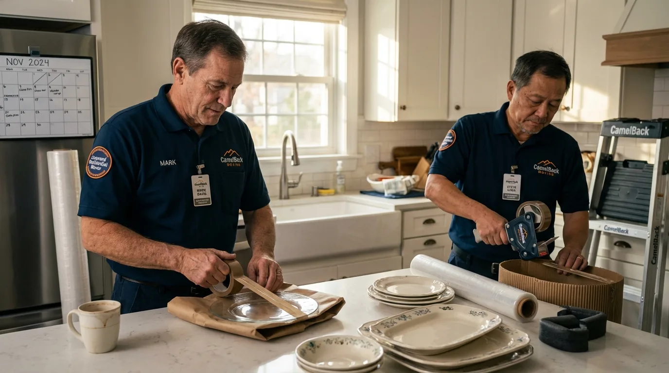 Professional crew packing kitchen dishware in Craig, AK